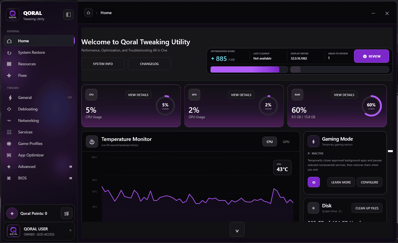 Qoral Utility application interface preview